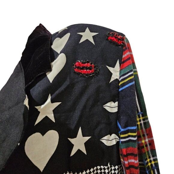 Vintage 80s Surya Blazer Jacket Womens Size M Black White Red Check Plaid Funky - Picture 5 of 9